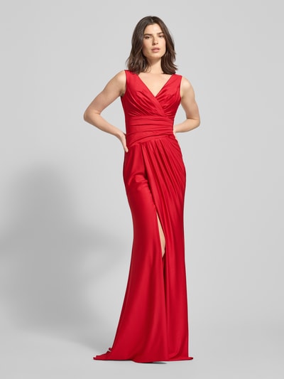 TROYDEN COLLECTION Sukienka wieczorowa z dekoltem w serek Czerwony 1