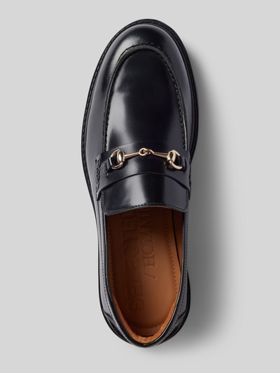 SELECTED HOMME Penny loafers van leer met applicatie, model 'HORSEBIT' Zwart - 3