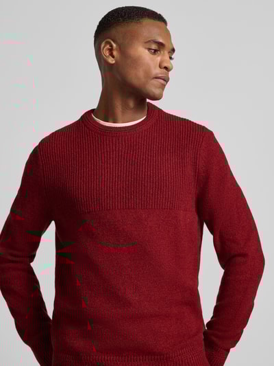 Brax Gebreide pullover met ribboorden, model 'Rick' Bordeaux - 3