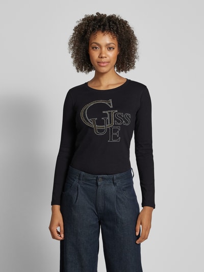 Guess Shirt met lange mouwen en strass-steentjes Zwart - 4