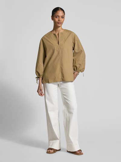 ECOALF Relaxed fit blouse met V-hals, model 'JENAALF' Olijfgroen - 1