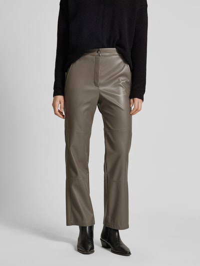 MaxMara Leisure Straight Fit Stoffhose in Leder-Optik Modell 'STRUZZO' Hazel 4