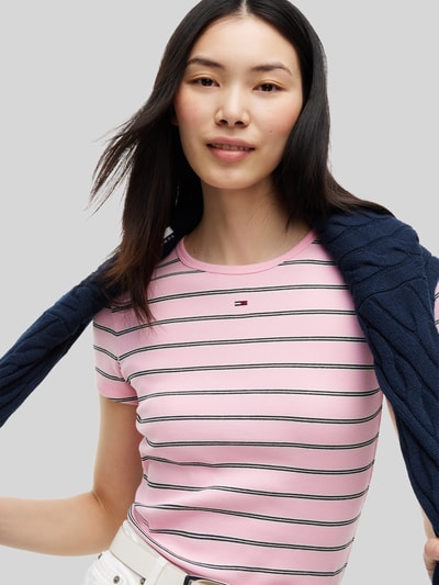 Tommy Jeans Slim Fit T-Shirt aus Baumwoll-Mix  Rosa 3