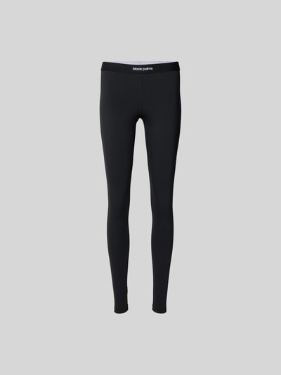 Produktfoto, Leggings mit Label-Detail von black palms, Schwarz, Elastischer-Material-Mix, Eng anliegende Passform, Elastischer Bund, Knöchellänge