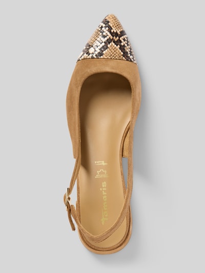 Produktfoto, Slingbacks aus Leder-Mix von Tamaris, dwukolorowy, nosek buta spiczasty, obcas słupek, sprzączka, podeszwa z fakturą