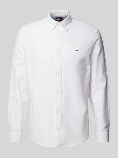 Tommy Jeans Regular Fit Freizeithemd mit Logo-Stitching Modell 'OXFORD' Offwhite 1