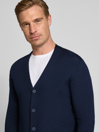 Jake*s Studio Men Regular Fit Strickjacke aus reiner Wolle Marine 3