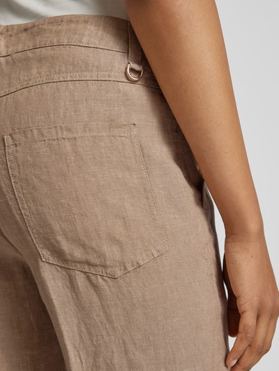 MAC Regular fit linnen broek met verkort model, model 'Nora' Beige gemêleerd - 3