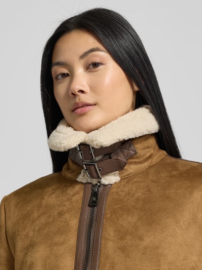 Lauren Ralph Lauren Kurtka o kroju regular fit z imitacji skóry z obszyciem z imitacji futra Camel 3