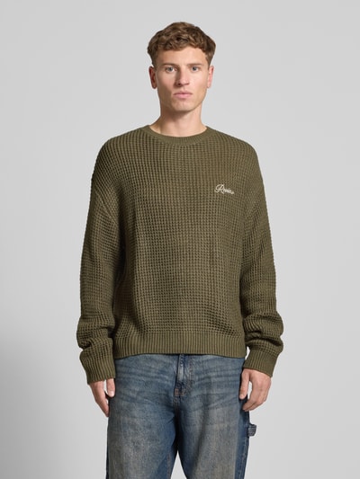 REVIEW Gebreide pullover met ronde hals Olijfgroen - 4