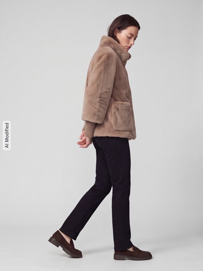 s.Oliver BLACK LABEL Imitatiebontjack met hoge opstaande kraag Cognac - 1