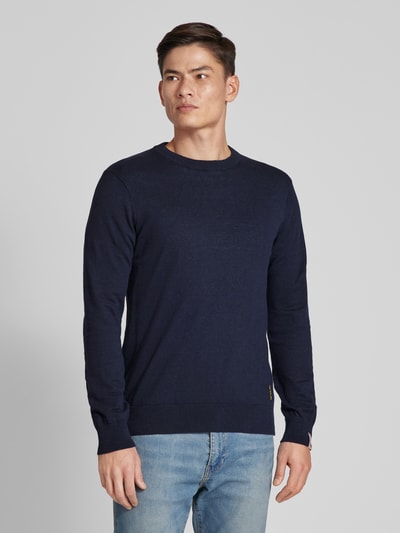 Scotch & Soda Sweter z dzianiny z detalem z logo Ciemnoniebieski 4