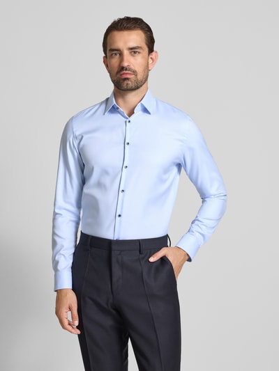 Jake*s Slim Fit Business-Hemd aus reiner Baumwolle mit Kentkragen Bleu 4