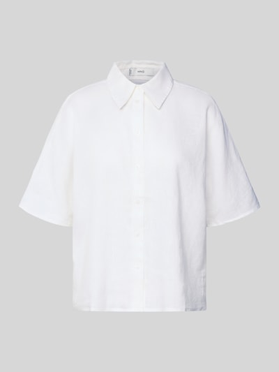 MANGO Boxy Fit Bluse aus Leinen-Baumwoll-Mix mit 1/2-Arm Modell 'PAI' Weiss 2