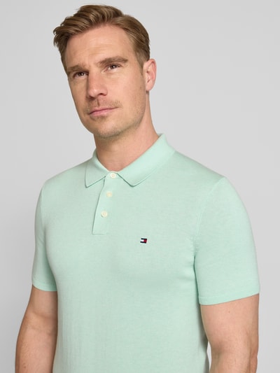 Tommy Hilfiger Regular Fit Strick-Poloshirt aus reiner Baumwolle Mint Melange 3