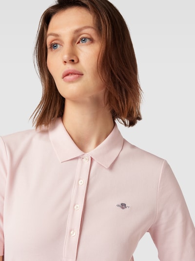 Gant Slim fit poloshirt met labelstitching Roze - 3