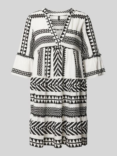 Vero Moda Knielange tuniekjurk met all-over motief, model 'DICTHE' Zwart - 2