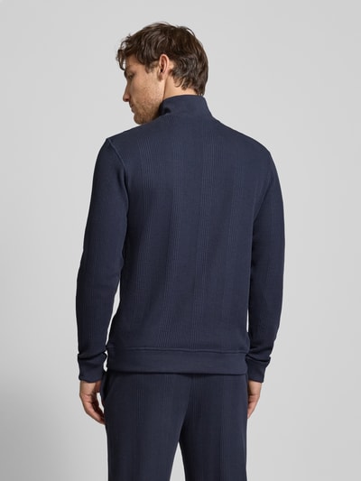 BOSS Gebreide pullover met labelstitching Marineblauw - 5