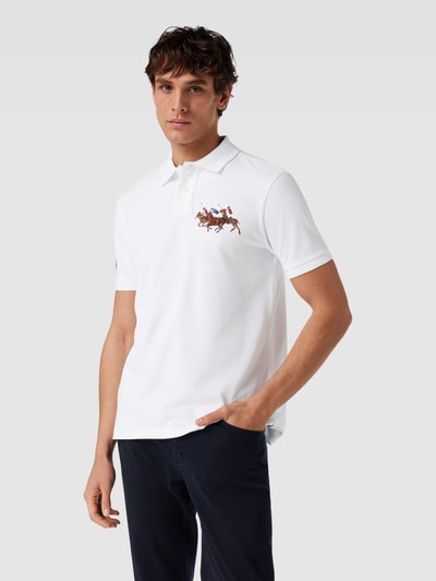 Polo Ralph Lauren Custom Slim Fit Poloshirt mit Motiv-Stitching Weiss 4