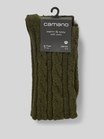 camano Socken mit geripptem Abschluss Oliv Melange 3