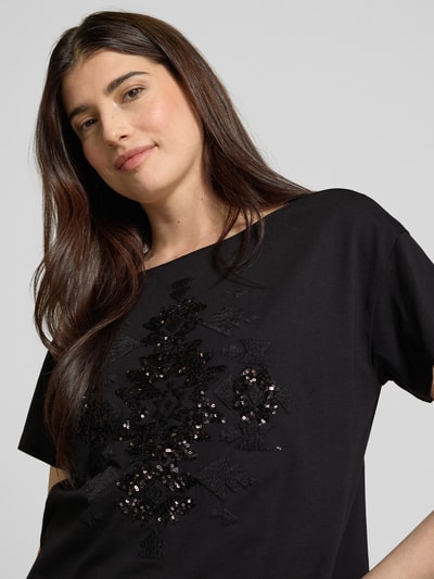 monari T-Shirt mit Paillettenbesatz Black 3