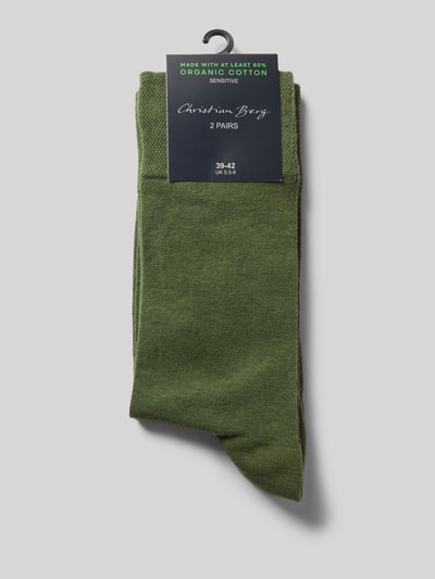 Christian Berg Men Socken mit Label-Print im 2er-Pack Dunkelgruen 3