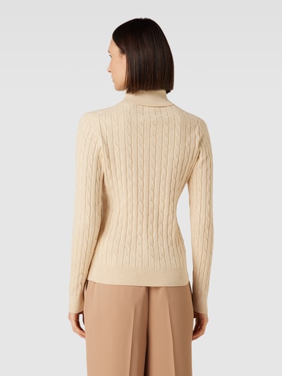 Gant Slim Fit Rollkragenpullover mit Zopfmuster Sand 5