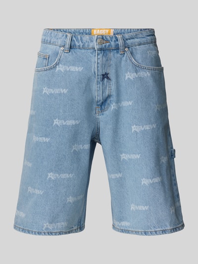 REVIEW Korte baggy fit jeans met labelprint Lichtblauw - 2