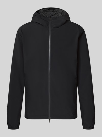 Produktfoto, Regular Fit Jacke mit Kapuze von SCANDINAVIAN EDITION, schwarze glatte Oberfläche, Zweiwege-Reißverschluss, seitliche Reißverschlusstaschen
