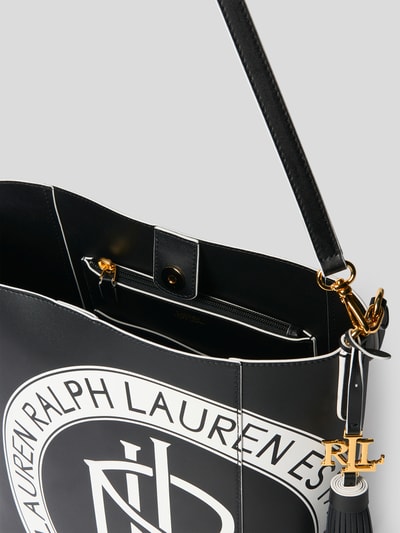 Lauren Ralph Lauren Torba shopper skórzana z nadrukiem z logo   Czarny 4