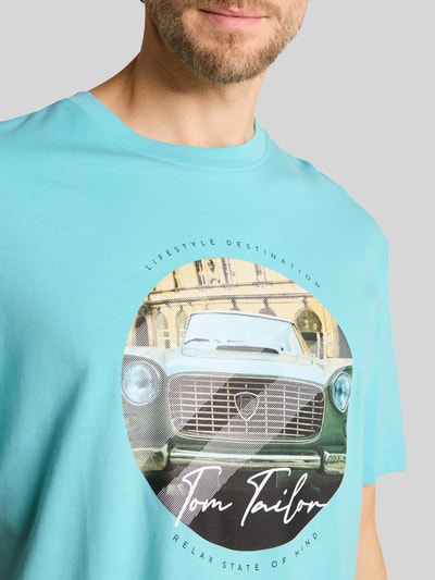 Tom Tailor Regular Fit T-Shirt aus reiner Baumwolle Petrol 3