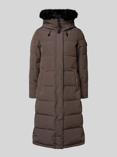 khujo Płaszcz pikowany z detalami z logo Antracytowy 2