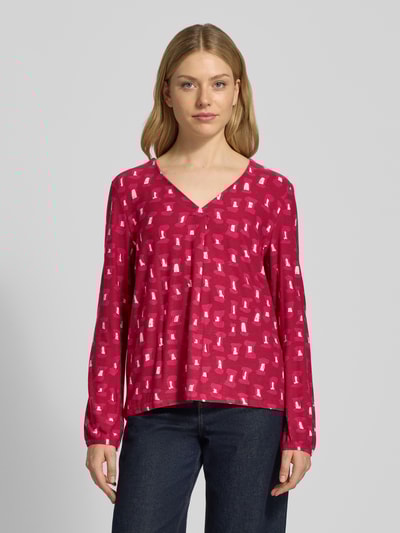 Tom Tailor Bluzka z długim rękawem o luźnym kroju z mieszanki wiskozy Czerwony 4