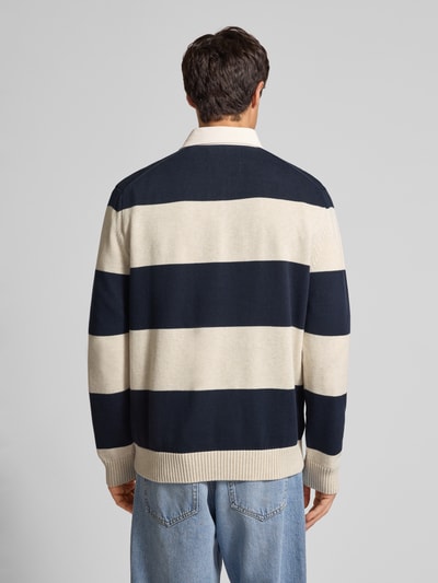 Gant Strickpullover mit Polokragen und Label-Stitching Dunkelblau 5