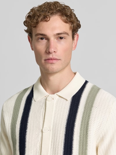 Lindbergh Cardigan mit Kentkragen und Knopfleiste Offwhite 3