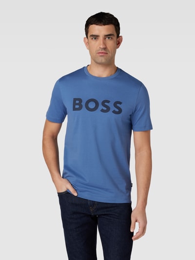 BOSS T-Shirt mit Label-Print Modell 'Tiburt' Bleu 4