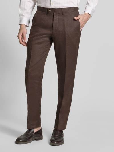 Christian Berg Men Leinenhose mit Gesäßtaschen Mittelbraun 4