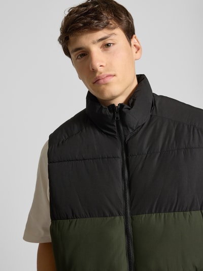 Jack & Jones Bodywarmer met opstaande kraag, model 'MAZE' Olijfgroen - 3