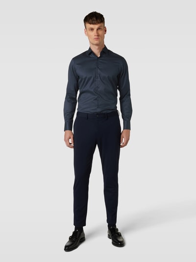 Christian Berg Men Regular fit zakelijk overhemd met all-over motief Marineblauw - 1