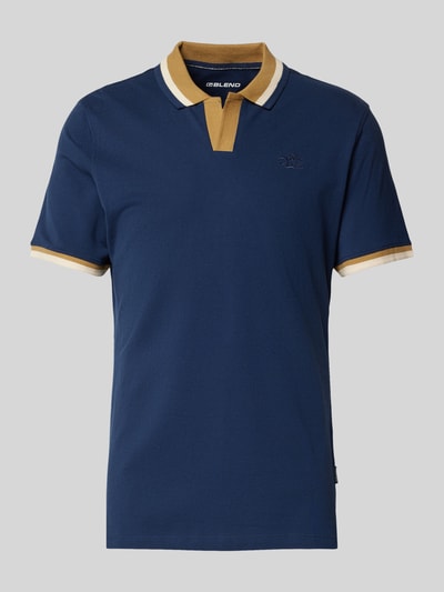 Blend Regular fit poloshirt met V-hals, model 'Evo' Marineblauw - 2