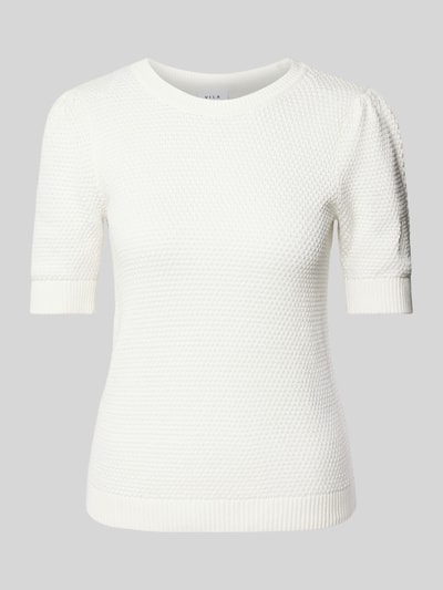 Vila Strickpullover mit gerippten Abschlüssen Modell 'DALO' Offwhite 2