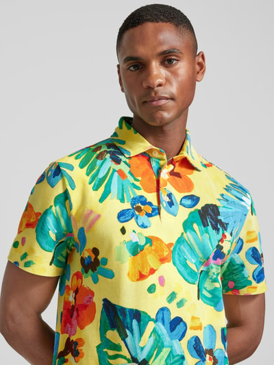 Polo Ralph Lauren Slim Fit Poloshirt mit Allover-Muster Gelb 3