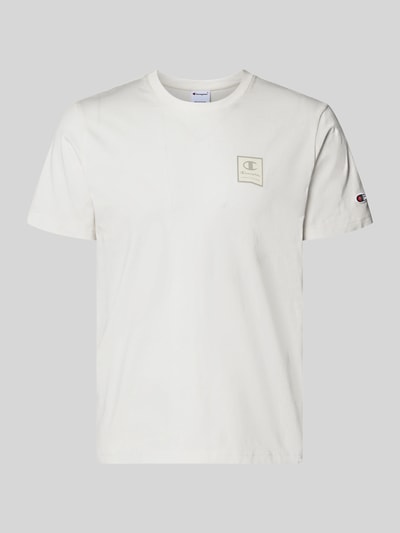 Produktfoto, weißes T-Shirt mit Logo und Rundhalsausschnitt aus Reine Baumwolle, Regular-Fit, Rückenlänge 68 cm, Herren T-Shirt von CHAMPION