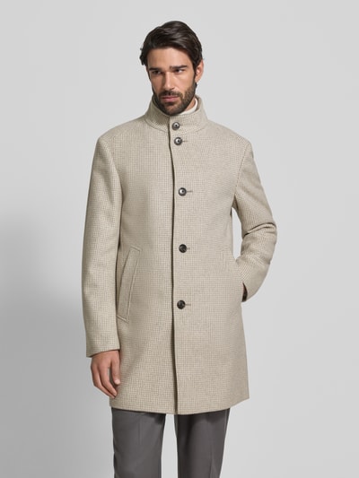 JOOP! Collection Lange jas van wolmix met opstaande kraag, model 'Maico' Beige - 4