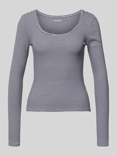 REVIEW Slim Fit Longsleeve mit tiefen Rundhalsausschnitt Dunkelblau 2