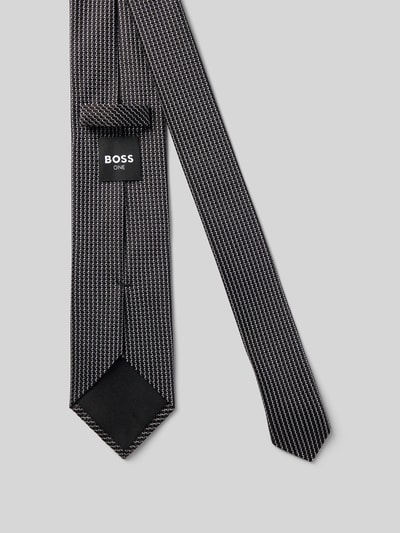 BOSS Zijden stropdas met all-over motief Donkerbruin - 2