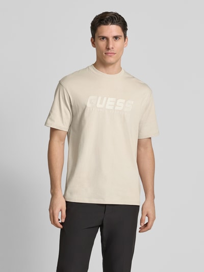 Guess Activewear T-Shirt mit Label-Print Modell 'SURON' Beige 4