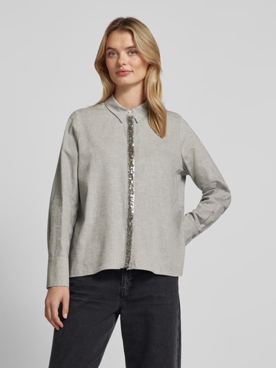 Milano Italy Regular fit blouse met pailletten Zilver - 4