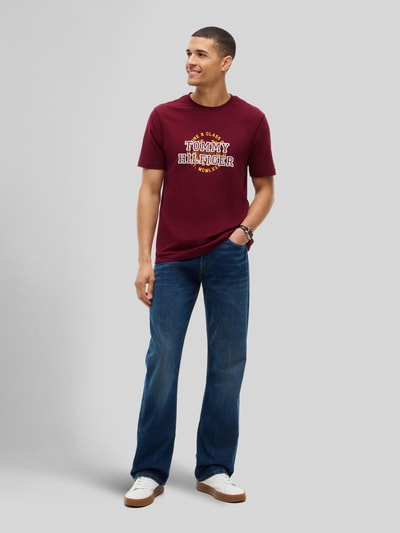 Tommy Hilfiger Regular Fit T-Shirt aus reiner Baumwolle Bordeaux 1