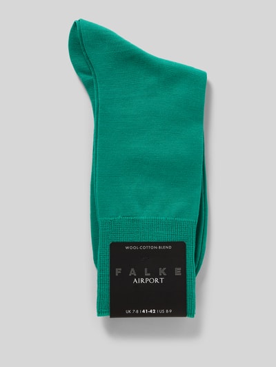 Falke Sokken van scheerwolmix met logoprint, model 'Airport' Smaragdgroen - 3